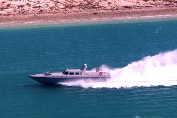 18m patrol boat at dock
