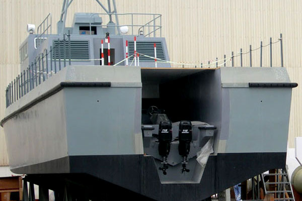 Military patrol vessel at speed